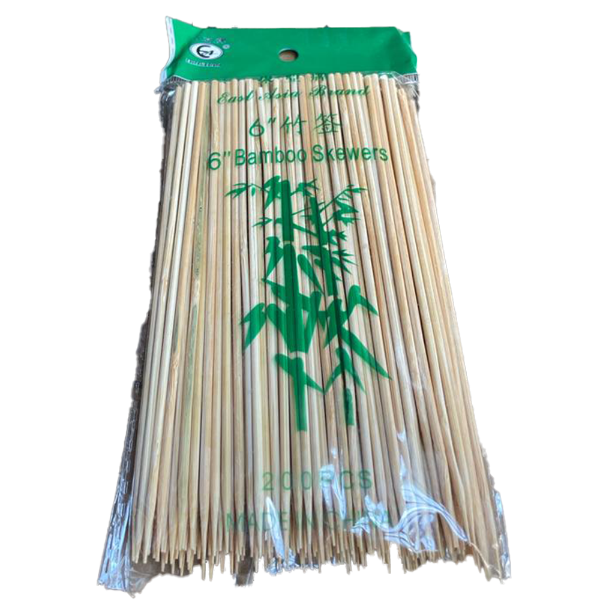 BAMBOO SKEWERS 6"  200pcs  PKT