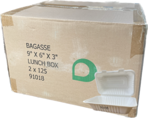 DISPO 9"x6" BAGASSE LUNCH BOX (250)